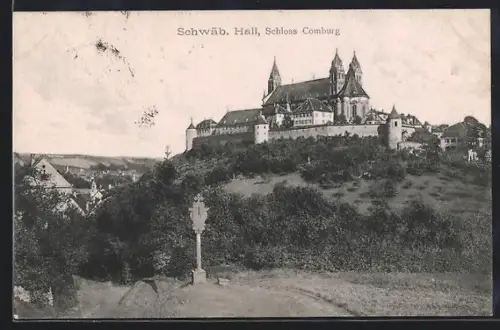 AK Schwäb. Hall, Blick zum Schloss Comburg