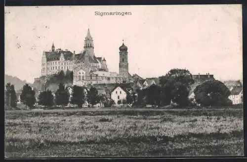 AK Sigmaringen, Blick zum Schloss