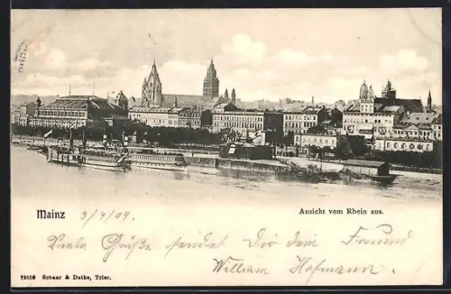 AK Mainz, Ansicht vom Rhein aus