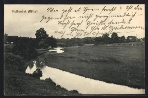 AK Rothenbek /Billtal, Flusslauf mit Bäumen