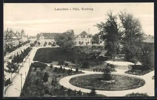 AK Landau i. Pfalz, Nordring mit Park