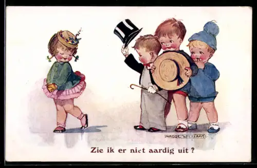 Künstler-AK sign. Madge Williams: Zie ik er niet aardig uit ?