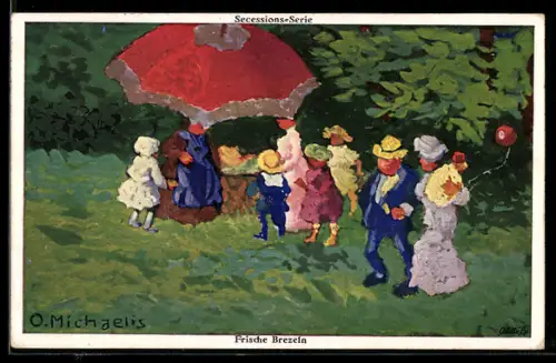 Künstler-AK sign. O. Michaelis: Frische Brezeln