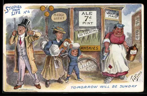 Künstler-AK sign. Titicus: Tomorrow will be sunday, Studies from Life