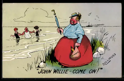 Künstler-AK sign. Syllikus: John Willie, come on !
