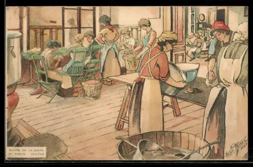 Künstler-AK sign. Victor Thise: Oeuvre de la soupe de Namur