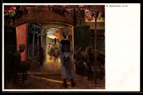 Künstler-AK sign. E. Osswald: Bazar