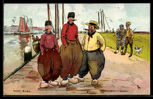 Künstler-AK Dutch Bulbs, Niederländer in Tracht