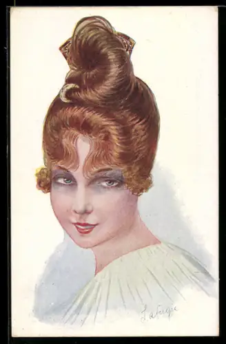 Künstler-AK sign. Lafugie: Hübsche Dame mit aufwändiger Frisur