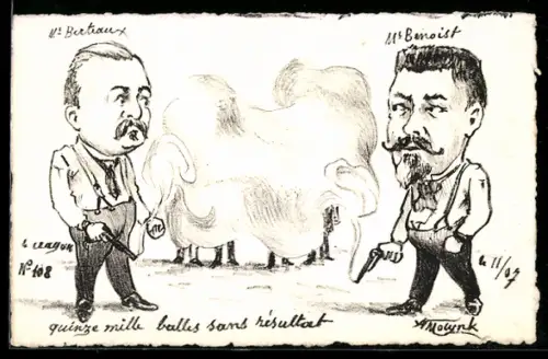 Künstler-AK sign. A. Molynk: Französische Politiker duellieren sich