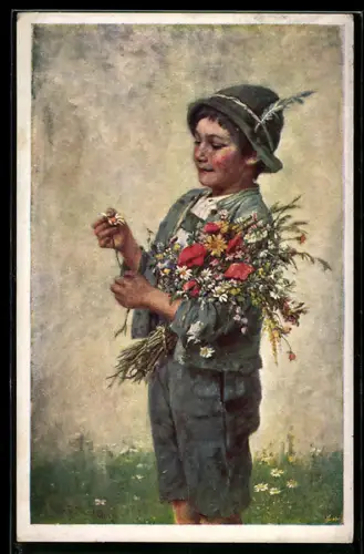 Künstler-AK sign. M. Budinski: Sie liebt mich