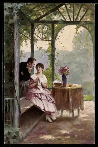 Künstler-AK sign. E. Schneider: Liebesfrühling