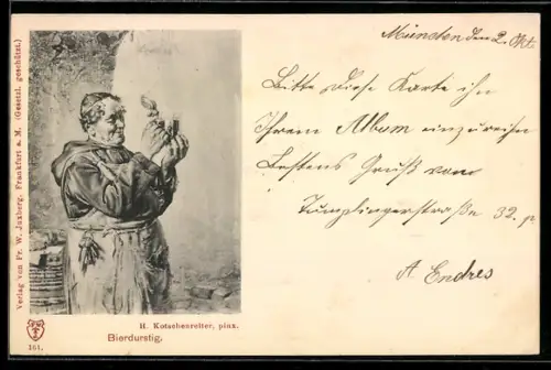 Künstler-AK sign. H. Kotschenreiter: Bierdurstig