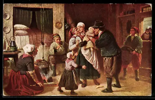 Künstler-AK sign. G. Freive: Rückkehr vom Heringsfang