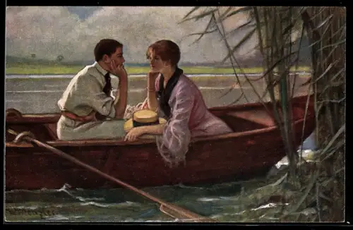 Künstler-AK sign. W. Menzler: Aug in Aug