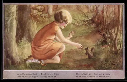 Künstler-AK sign. Marjorie M. Dexter: A blithe young Squirrel lived up in a tree...