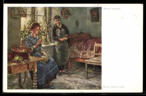 Künstler-AK sign. Ernst Nowak: Bonne nouvelle