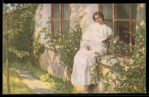 Künstler-AK sign. S. Moller: Weisse Rosen