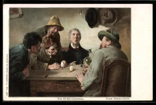 Künstler-AK sign. Ernst Zimmermann: Das Ei des Columbus