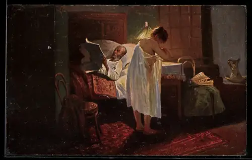 Künstler-AK sign. J. M. Prianichnikov: Der Floh