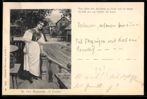 Künstler-AK sign. R. von Rozynski: `s Lorle