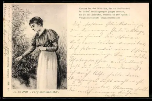 Künstler-AK sign. R. de Witt: Vergissmeinnicht