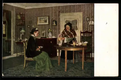 Künstler-AK sign. P. Philippi: Kaffeebesuch