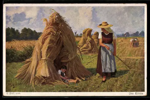 Künstler-AK sign. C. Zopf: Die Ernte