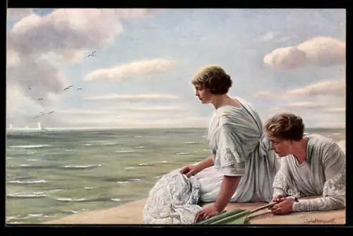 Künstler-AK sign. J. Lempoels: Die Möven