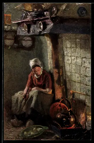 Künstler-AK sign. Julius Schrag: Vesperstunde