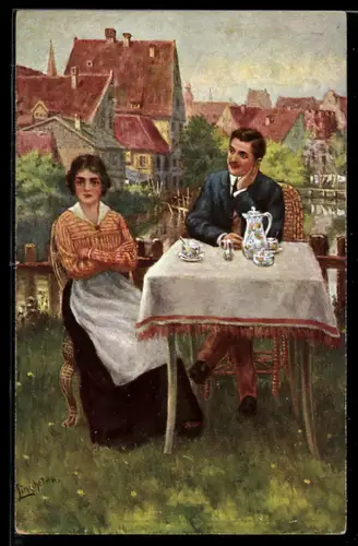 Künstler-AK sign. I. Linschoten: Neckerei