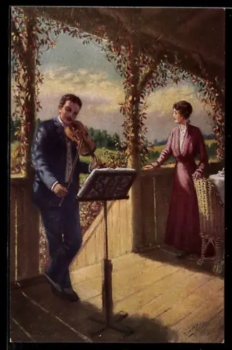 Künstler-AK sign. I. Linschoten: Ihr Lieblingslied