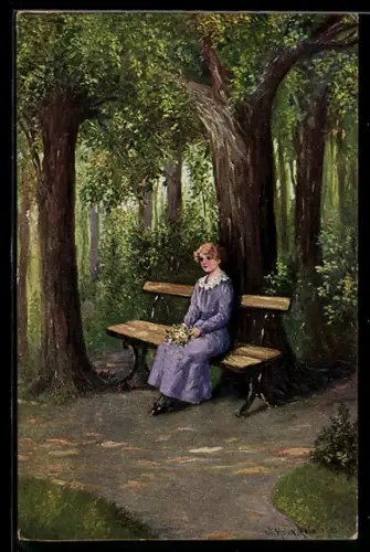 Künstler-AK sign. W. Holm: Erwartung