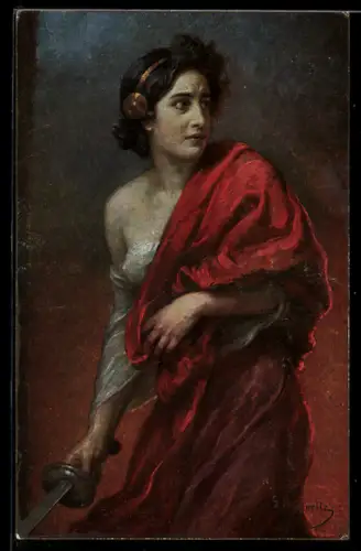 Künstler-AK sign. G. Papperitz: Judith, Portrait