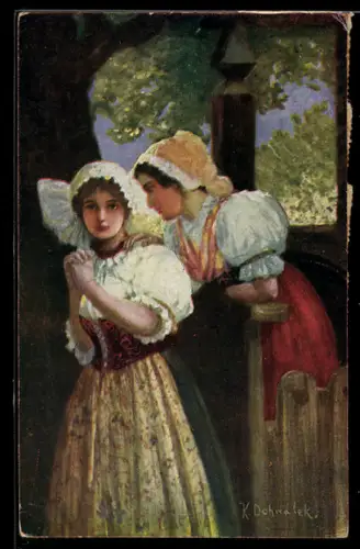 Künstler-AK sign. K. Dohnalek: Eine Neuigkeit