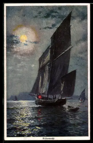 Künstler-AK Wohlgemuth & Lissner, Primus-Postkarte No. 1151: Feuerschiff auf Küstenwacht