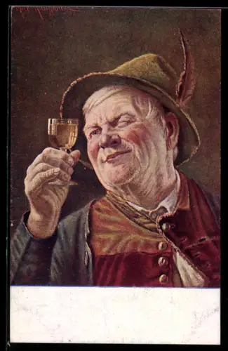 Künstler-AK sign. Max Kauffmann: Ein Kennerblick