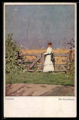 Künstler-AK sign. Erich Kux: Die Kornblume