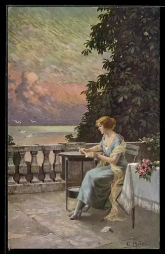 Künstler-AK sign. E. Meier: Unerwartete Nachricht