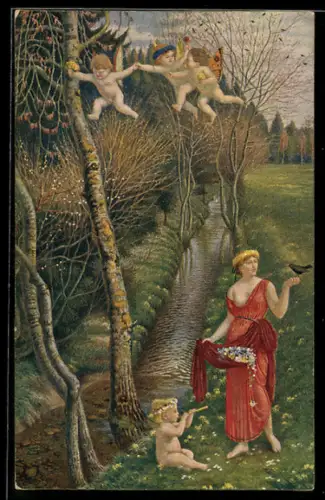 AK Verschiedene Engel im Frühling