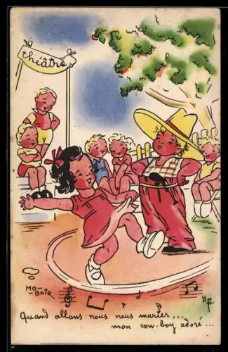 Künstler-AK sign. Mo-Bair: Quand allons nous maries...