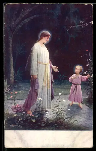 Künstler-AK sign. J. Mathauser: Madonna