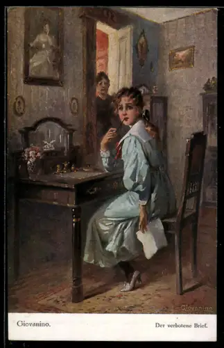 Künstler-AK sign. Giovanino: Der verbotene Brief