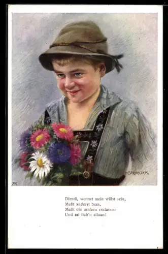 Künstler-AK sign. M. Spilhaczek: Dirndl, wennst mein willst sein...