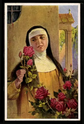 Künstler-AK sign. F. Bernhard: Wenn die Rosen blühn