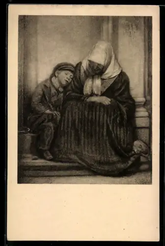 Künstler-AK sign. Angilbert Goebel: Bettler