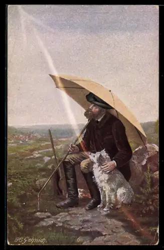 Künstler-AK sign. H. Gehnich: Eine Kunstpause