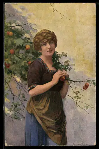 Künstler-AK sign. C. Weber: Reife Früchte