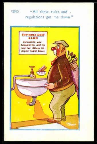 Künstler-AK sign. Trow: All these rules and regulations get me down