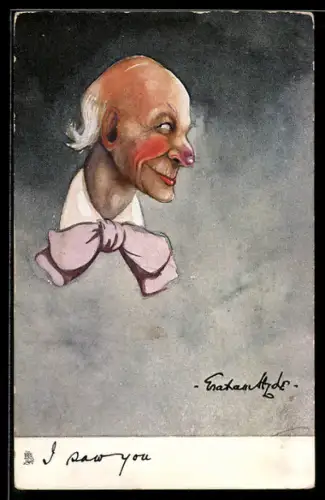 Künstler-AK Raphael Tuck & Sons: Kopf eines alten Mannes mit violetter Fliege